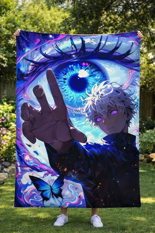 Jujutsu Kaisen Gojo Satoru Infinite Void Eye Wall Tapestry – Limitless Power Anime Art (56 × 96 Inches)