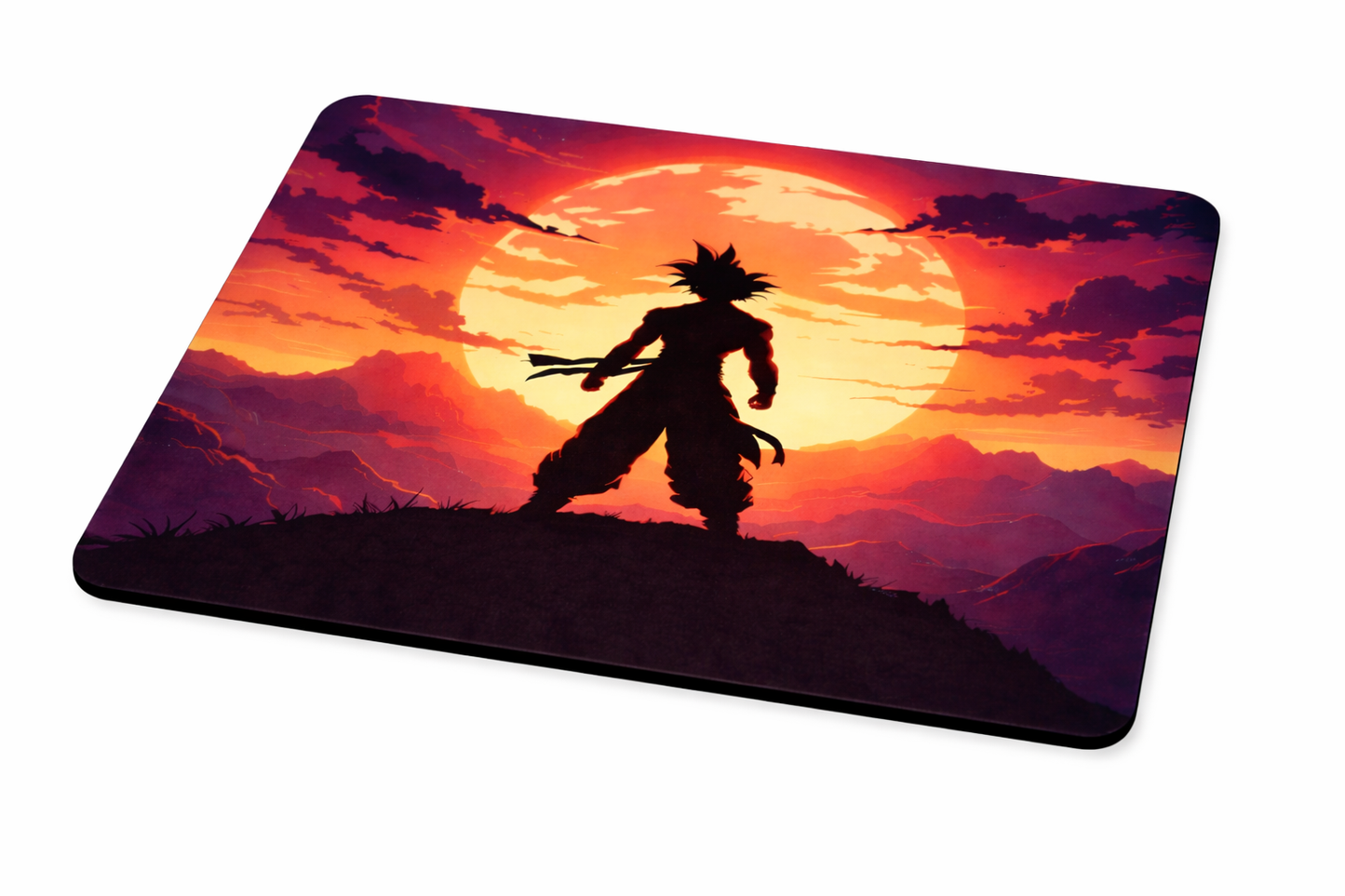 Goku Sunset Silhouette Mouse Pad – Premium Anime Desk Accessory (9 × 7.5 Inches)