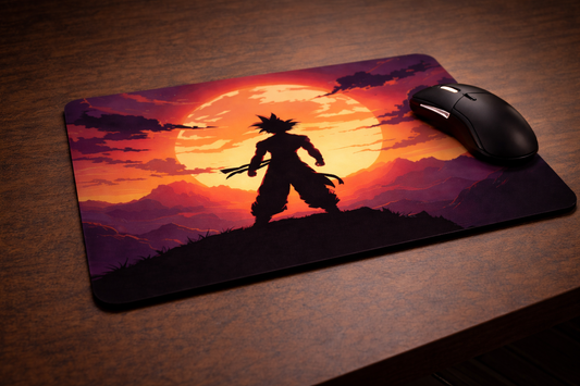 Goku Sunset Silhouette Mouse Pad – Premium Anime Desk Accessory (9 × 7.5 Inches)