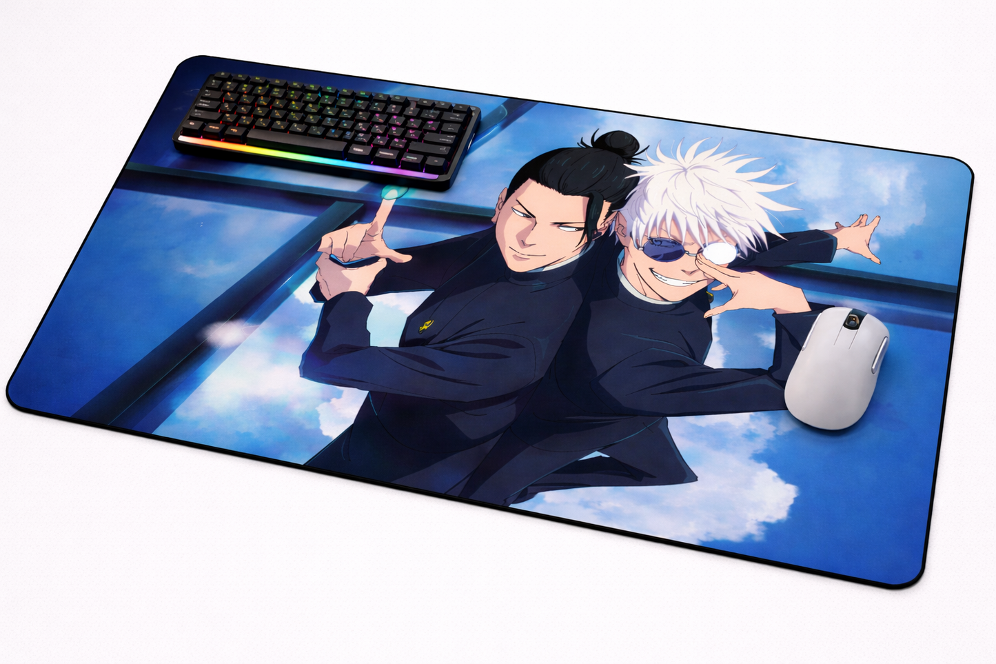 Gojo & Geto Duo Anime Desk Mat – XL Sorcerer Edition Gaming Mouse Pad (12 × 23 Inches)