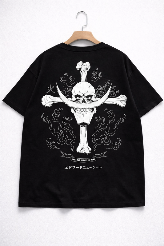 Oversized Whitebeard Pirate Emblem Anime Graphic T-Shirt