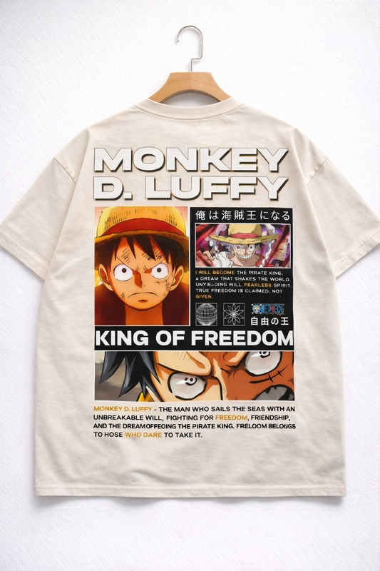Oversized Monkey D. Luffy King of Freedom Anime Graphic T-Shirt