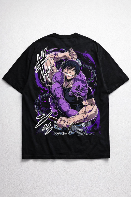 Oversized Toji Fushiguro Battle Rage Anime Graphic T-Shirt