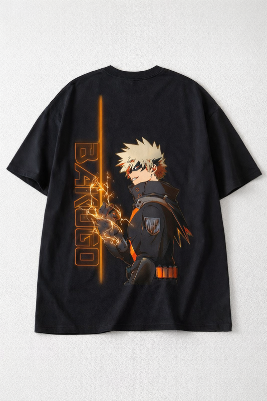 Oversized Katsuki Bakugo Explosion Anime Graphic T-Shirt