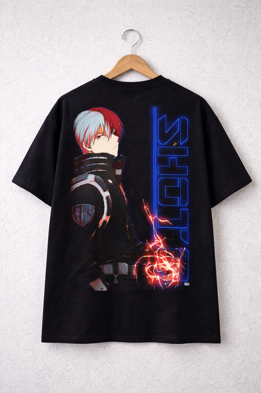 Oversized Shoto Todoroki Half-Cold Half-Hot Anime Graphic T-Shirt