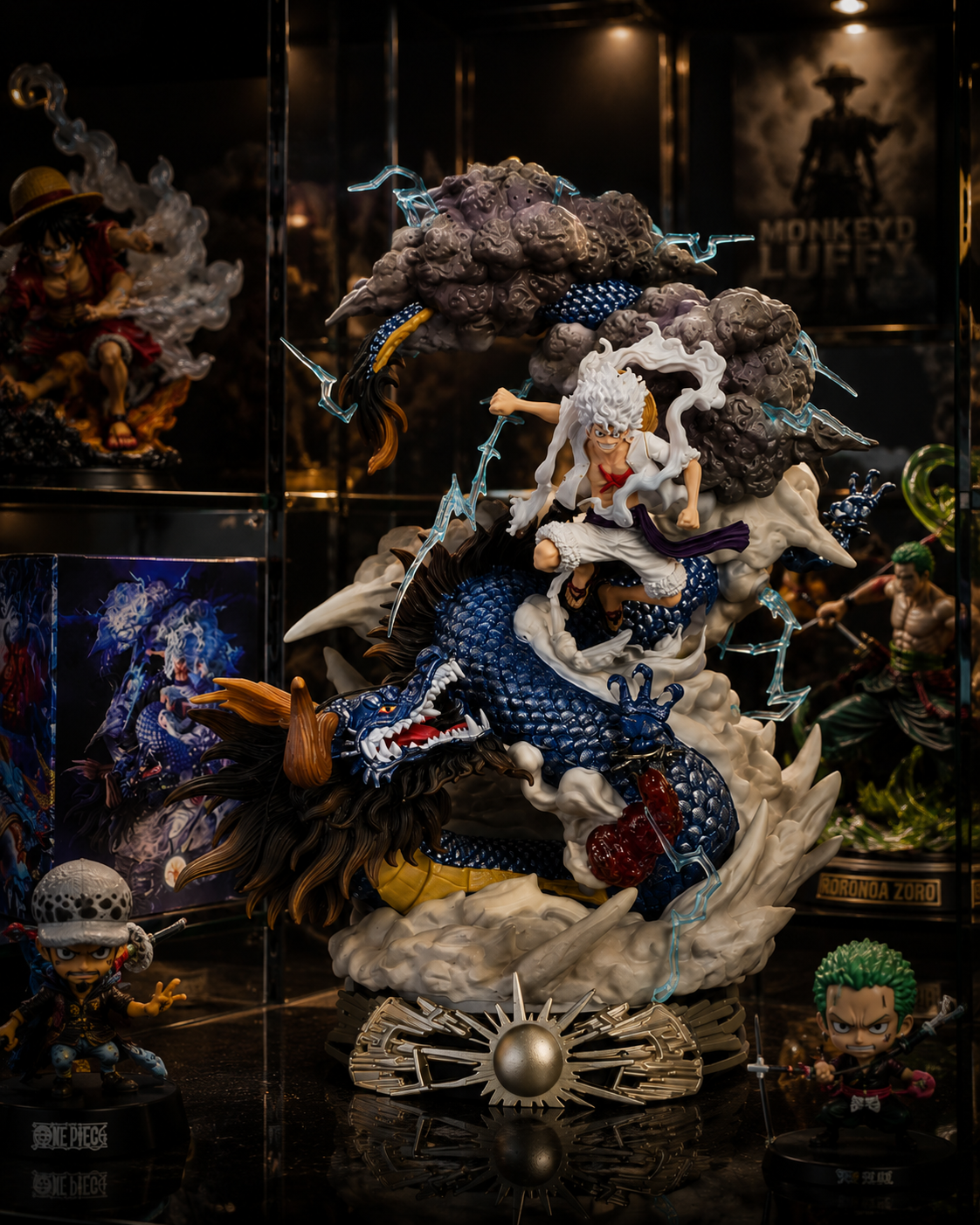 23cm Monkey D. Luffy Gear 5 Thunder Dragon Battle Figure