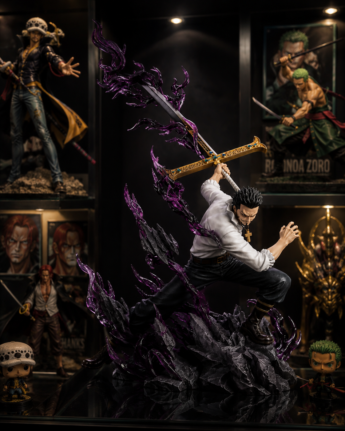 35cm Dracule Mihawk Dark Blade Slash Figure