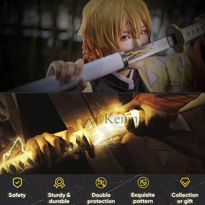 Demon Slayer – Ready Zenitsu Agatsuma wooden – Nichirin Anime Cosplay Katana/Sword