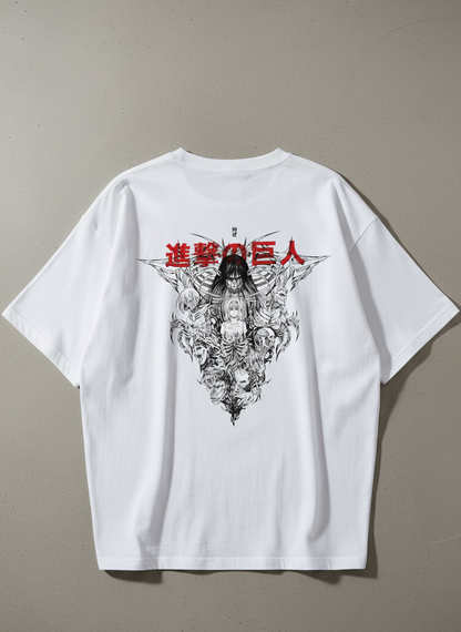 Oversized Eren Yeager Dark Manga Collage Anime Graphic T-Shirt