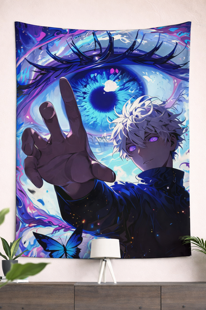 Jujutsu Kaisen Gojo Satoru Infinite Void Eye Wall Tapestry – Limitless Power Anime Art (56 × 96 Inches)