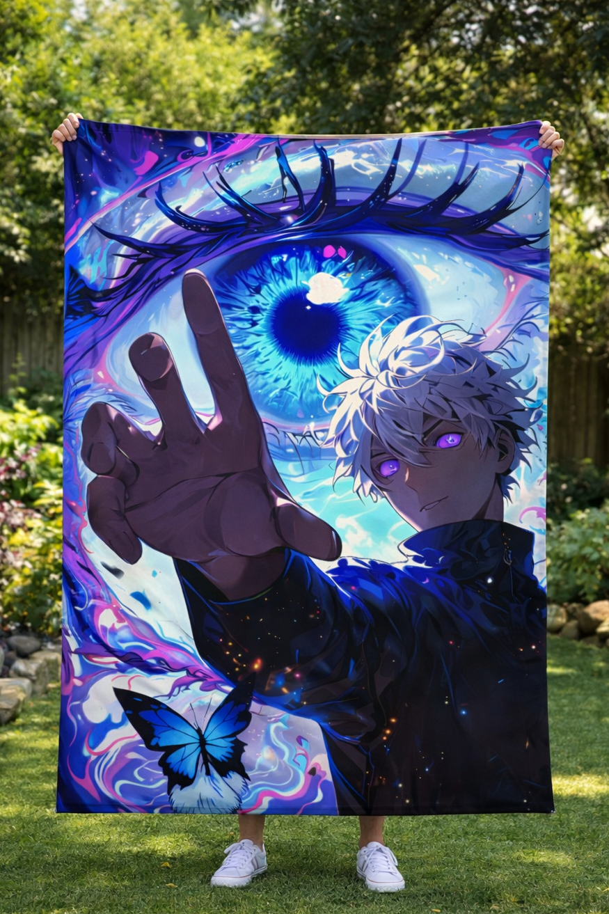 Jujutsu Kaisen Gojo Satoru Infinite Void Eye Wall Tapestry – Limitless Power Anime Art (56 × 96 Inches)
