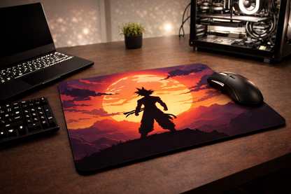 Goku Sunset Silhouette Mouse Pad – Premium Anime Desk Accessory (9 × 7.5 Inches)