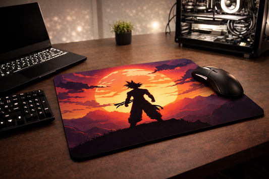 Goku Sunset Silhouette Mouse Pad – Premium Anime Desk Accessory (9 × 7.5 Inches)