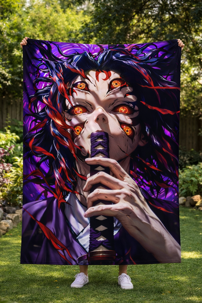 Demon Slayer Kokushibo Upper Moon One Dark Anime Wall Tapestry – Legendary Demon Art (56 × 96 Inches)
