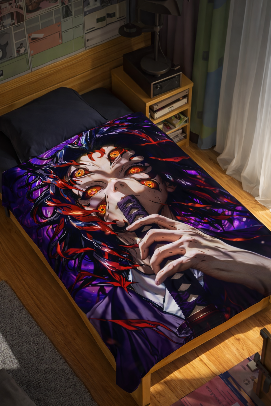 Demon Slayer Kokushibo Upper Moon One Dark Anime Wall Tapestry – Legendary Demon Art (56 × 96 Inches)