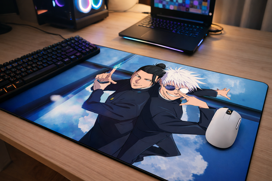 Gojo & Geto Duo Anime Desk Mat – XL Sorcerer Edition Gaming Mouse Pad (12 × 23 Inches)