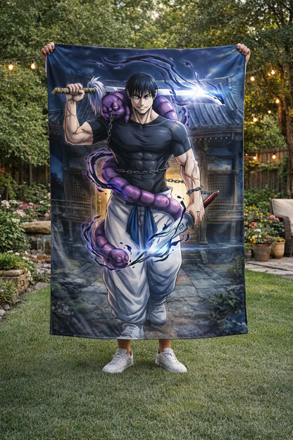 Toji Fushiguro Dark Sorcerer Slayer Wall Tapestry – Cursed Blade Anime Art (56 × 96 Inches)