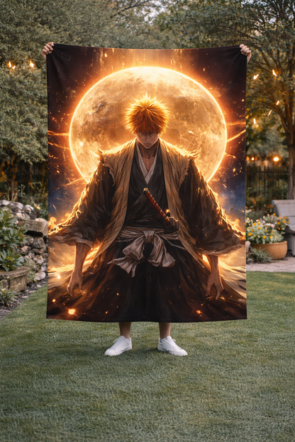 Ichigo Kurosaki Soul Reaper Power Wall Tapestry – Bleach Anime Eclipse Art (56 × 96 Inches)