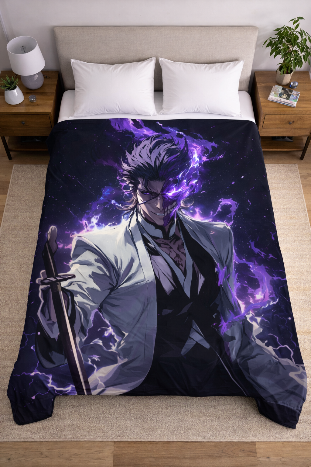 Sosuke Aizen Dark Ascension Wall Tapestry – Bleach Villain Power Art (56 × 96 Inches)
