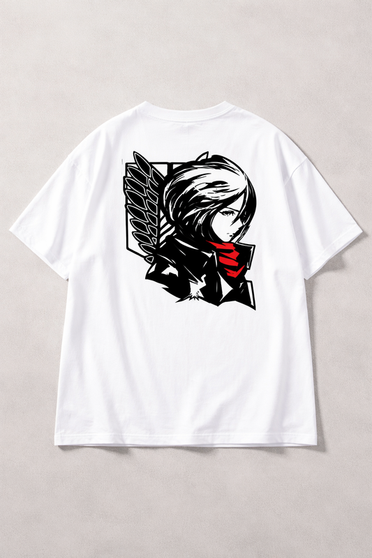 Oversized Mikasa Ackerman Minimalist Anime Graphic T-Shirt