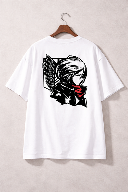 Oversized Mikasa Ackerman Minimalist Anime Graphic T-Shirt