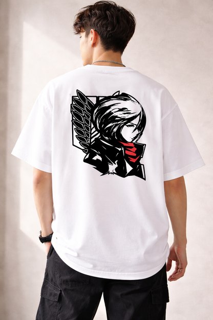 Oversized Mikasa Ackerman Minimalist Anime Graphic T-Shirt