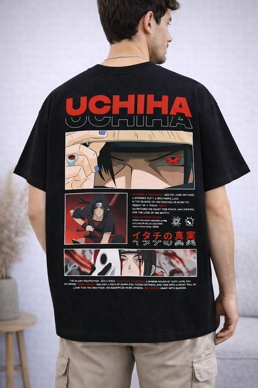 Oversized Itachi Uchiha Sharingan Anime Graphic T-Shirt