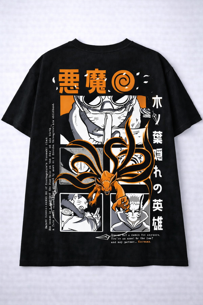Oversized Naruto Uzumaki Kurama Power Anime Graphic T-Shirt