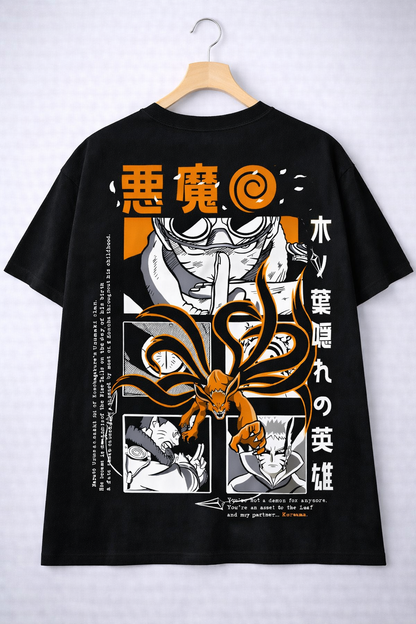 Oversized Naruto Uzumaki Kurama Power Anime Graphic T-Shirt