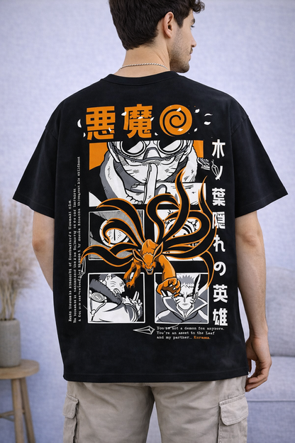Oversized Naruto Uzumaki Kurama Power Anime Graphic T-Shirt