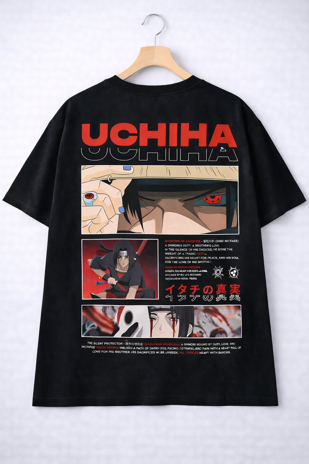 Oversized Itachi Uchiha Sharingan Anime Graphic T-Shirt