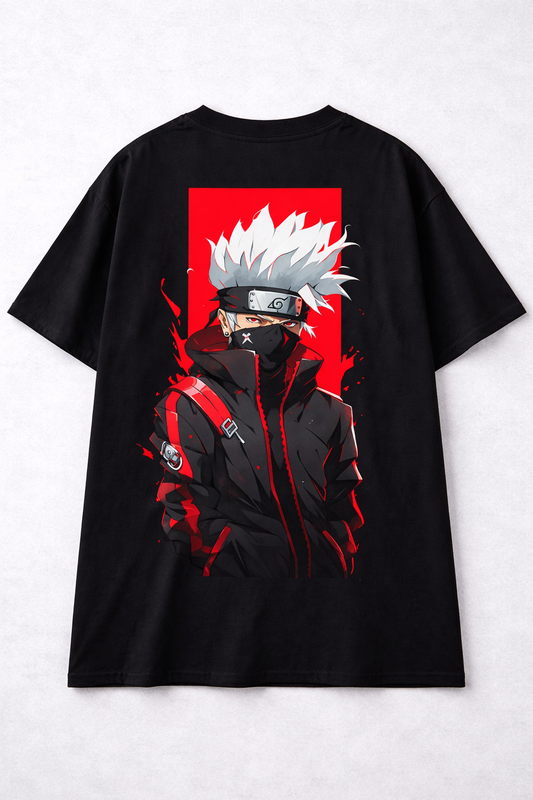 Oversized Kakashi Hatake Sharingan Ninja Anime Graphic T-Shirt
