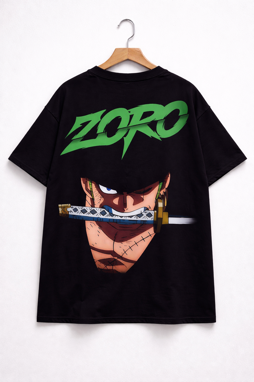 Oversized Roronoa Zoro Three-Sword Style Anime Graphic T-Shirt