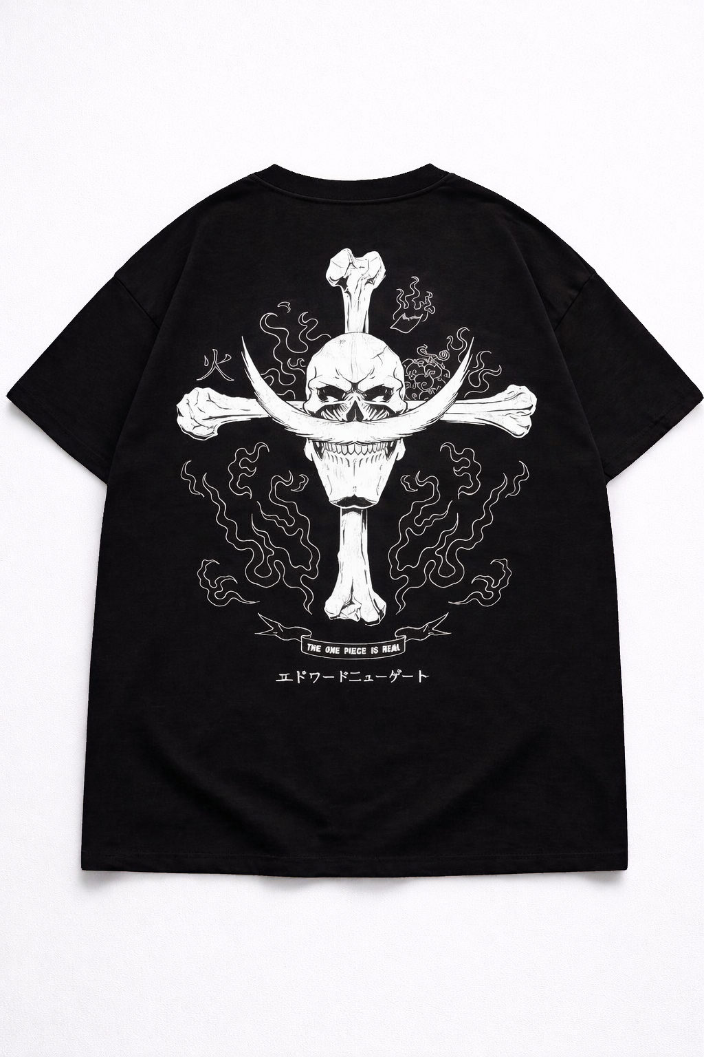 Oversized Whitebeard Pirate Emblem Anime Graphic T-Shirt