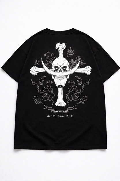 Oversized Whitebeard Pirate Emblem Anime Graphic T-Shirt