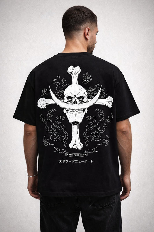 Oversized Whitebeard Pirate Emblem Anime Graphic T-Shirt