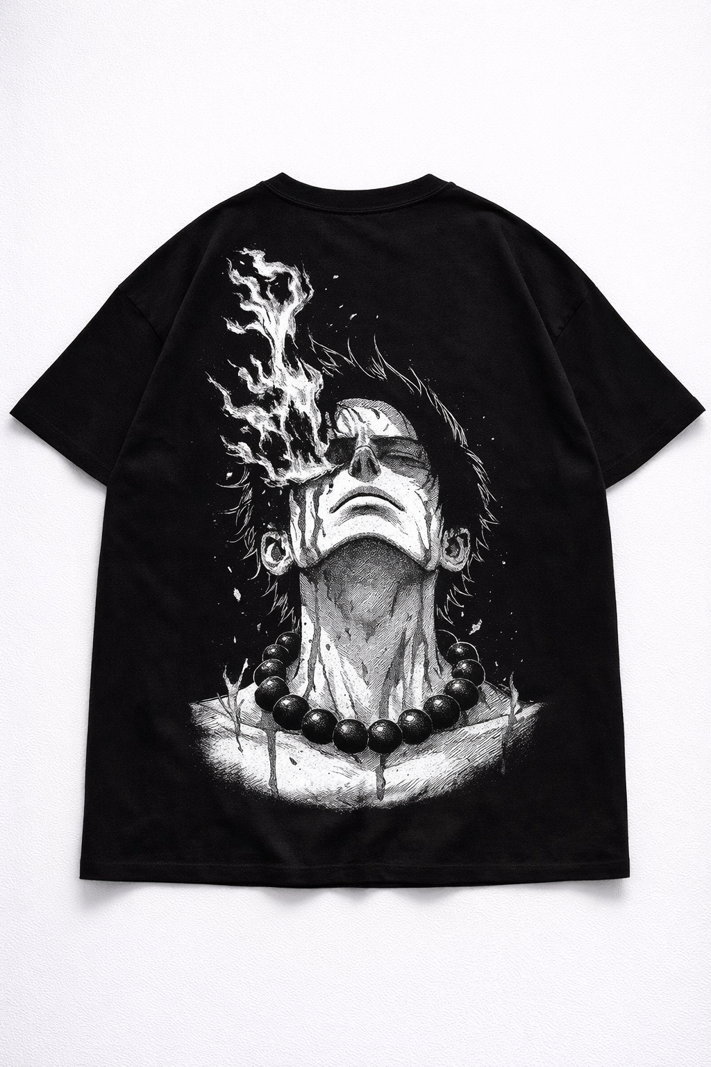 Oversized Portgas D. Ace Flame Portrait Anime Graphic T-Shirt