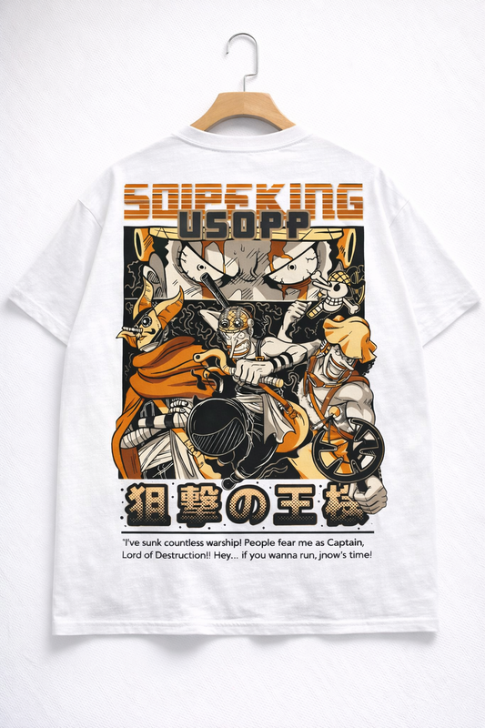 Oversized Sogeking Usopp Sniper King Anime Graphic T-Shirt