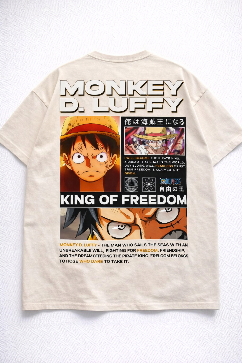 Oversized Monkey D. Luffy King of Freedom Anime Graphic T-Shirt
