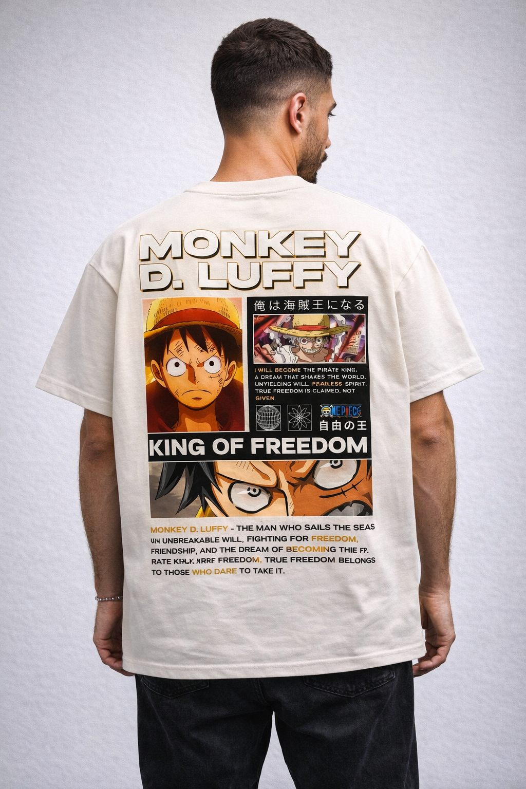 Oversized Monkey D. Luffy King of Freedom Anime Graphic T-Shirt
