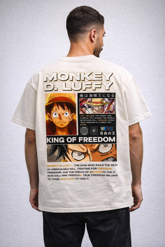 Oversized Monkey D. Luffy King of Freedom Anime Graphic T-Shirt