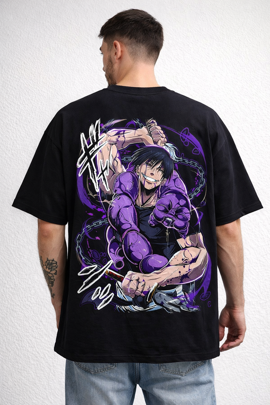 Oversized Toji Fushiguro Battle Rage Anime Graphic T-Shirt
