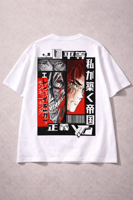 Oversized Eren Yeager Split Titan Anime Graphic T-Shirt