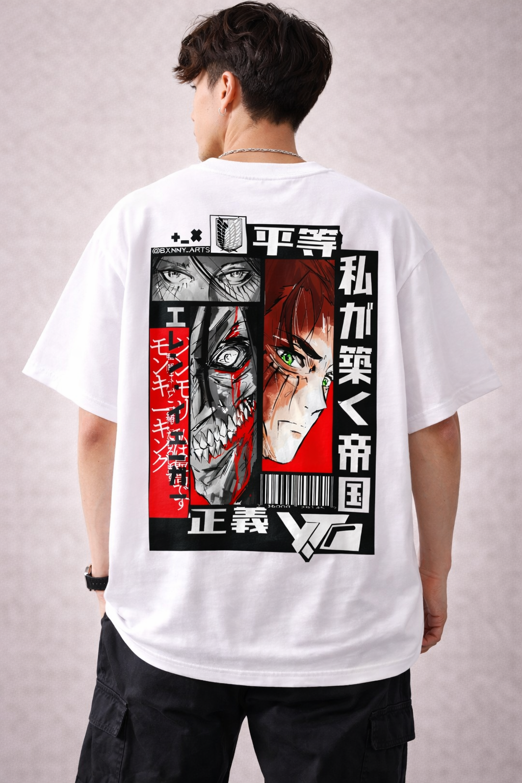 Oversized Eren Yeager Split Titan Anime Graphic T-Shirt