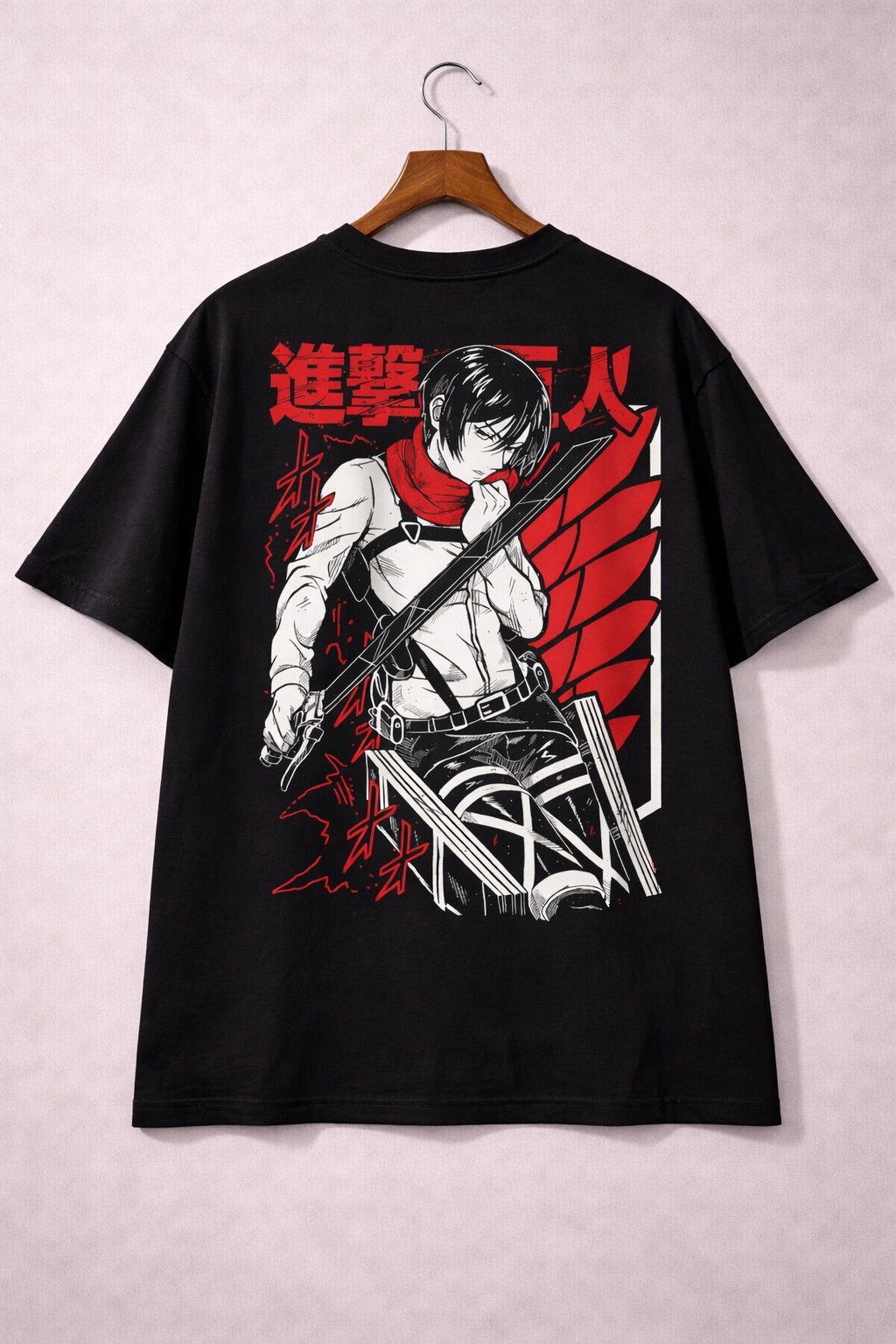 Oversized Mikasa Ackerman Dark Anime Graphic T-Shirt