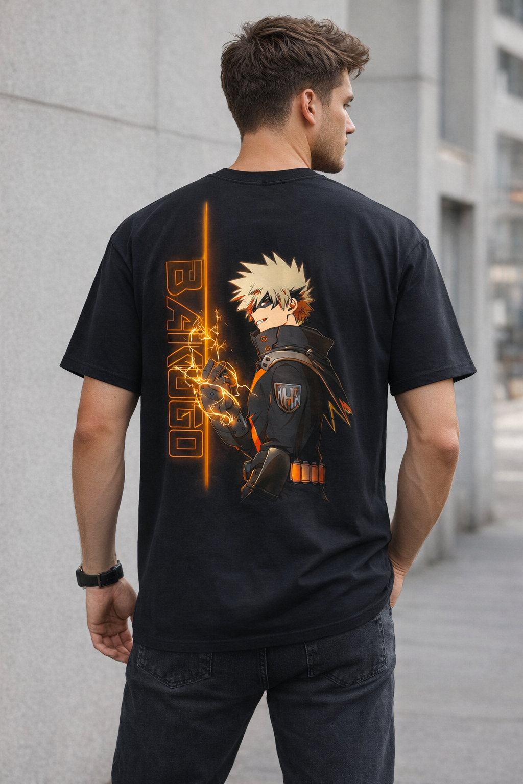 Oversized Katsuki Bakugo Explosion Anime Graphic T-Shirt