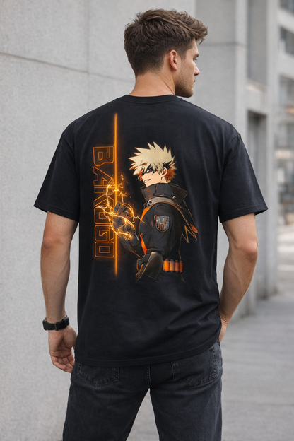 Oversized Katsuki Bakugo Explosion Anime Graphic T-Shirt