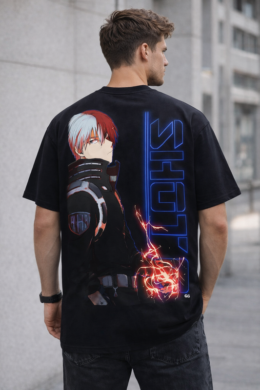Oversized Shoto Todoroki Half-Cold Half-Hot Anime Graphic T-Shirt