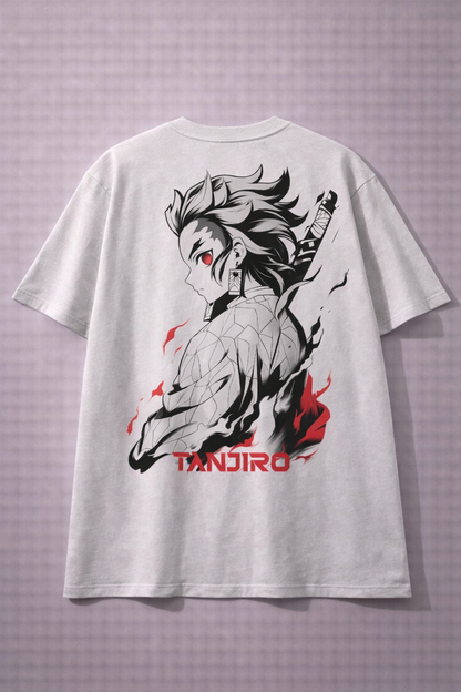 Oversized Tanjiro Kamado Flame Style Anime Graphic T-Shirt