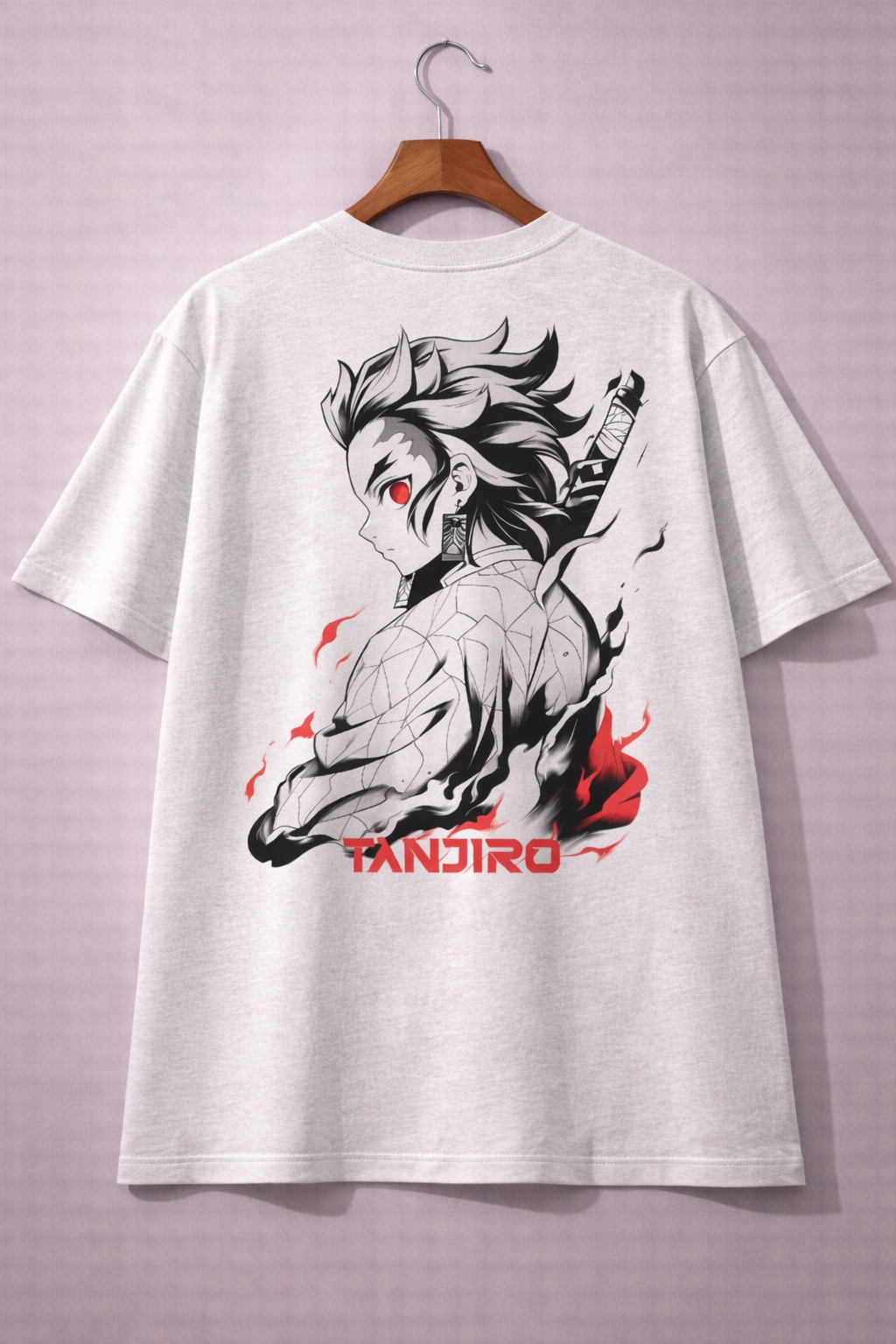 Oversized Tanjiro Kamado Flame Style Anime Graphic T-Shirt